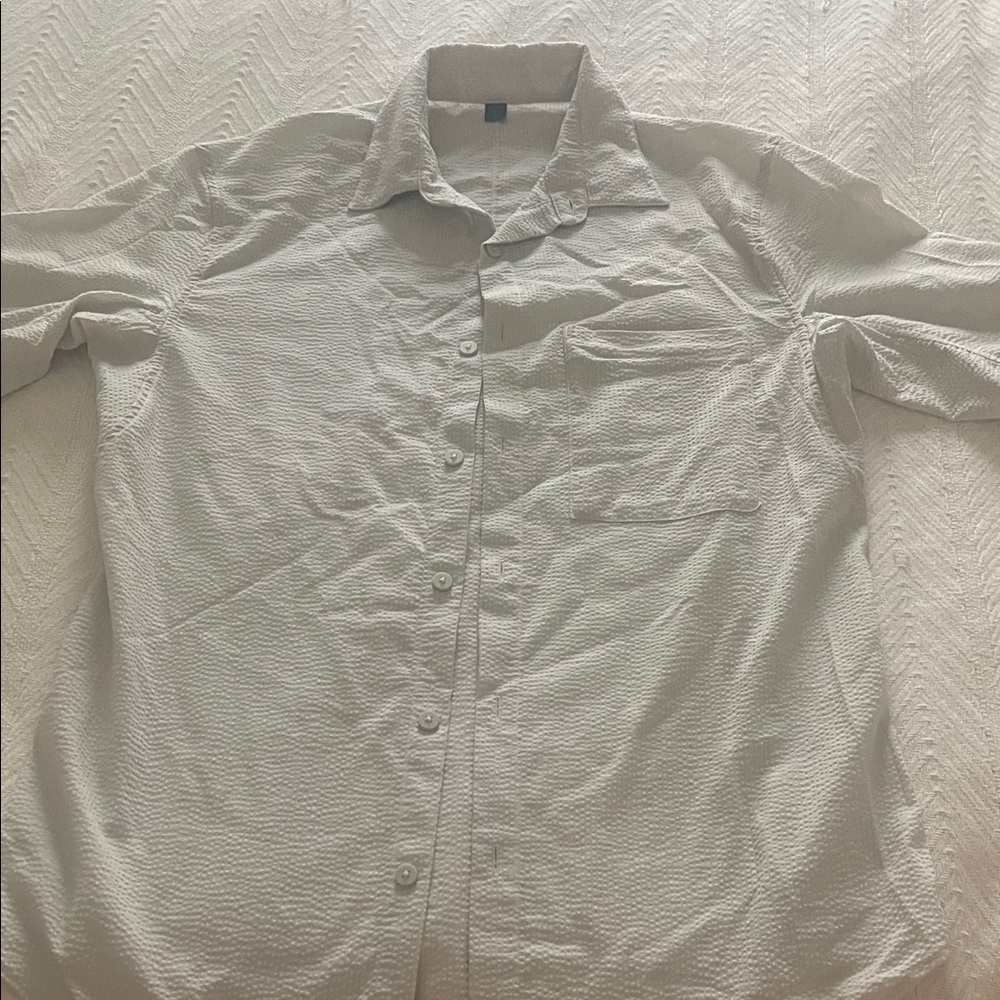 lululemon athletica Light Gray Casual Button Down Shirt